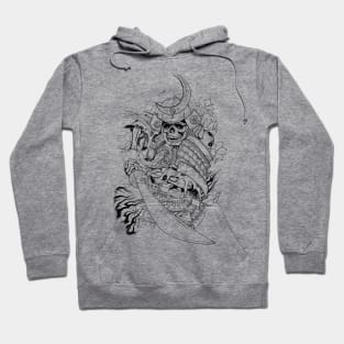 Hand-drawn with pencil samurai with snake design. Hoodie